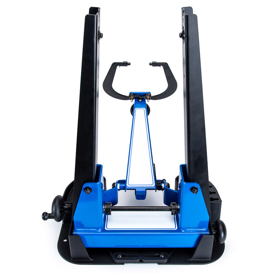 Park Tool TS-4.3 professional wheel truing stand for bike wheel repairs and adjustments, featuring sturdy metal construction.