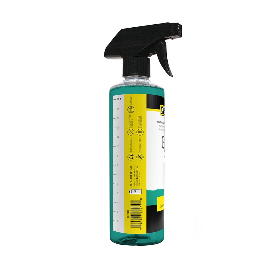 Pedros Green Fizz bike cleaner and polish in a 16oz (470ml) bottle, designed for cleaning and shining bicycles.