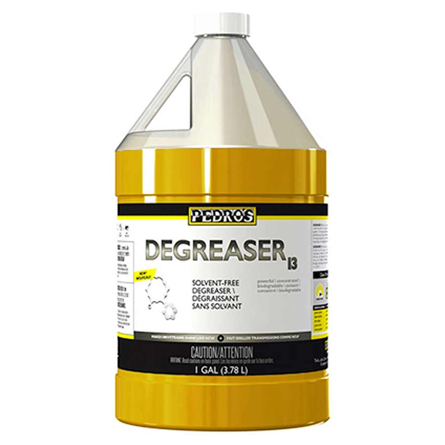 Pedros Degreaser 13 in 16oz (475ml) bottle, a powerful degreasing cleaner for bike parts and machinery.