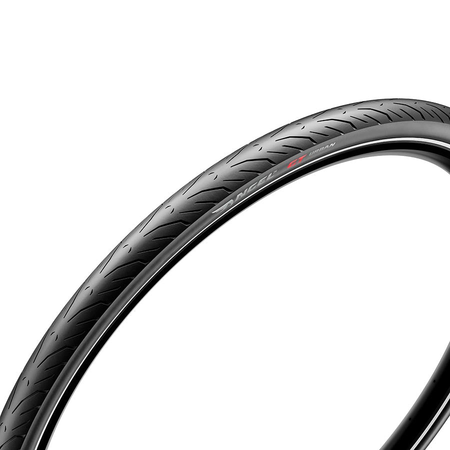 Pirelli Angel GT Urban hybrid tire in black, 700x37c size, with detailed tread pattern for urban and mixed riding conditions.