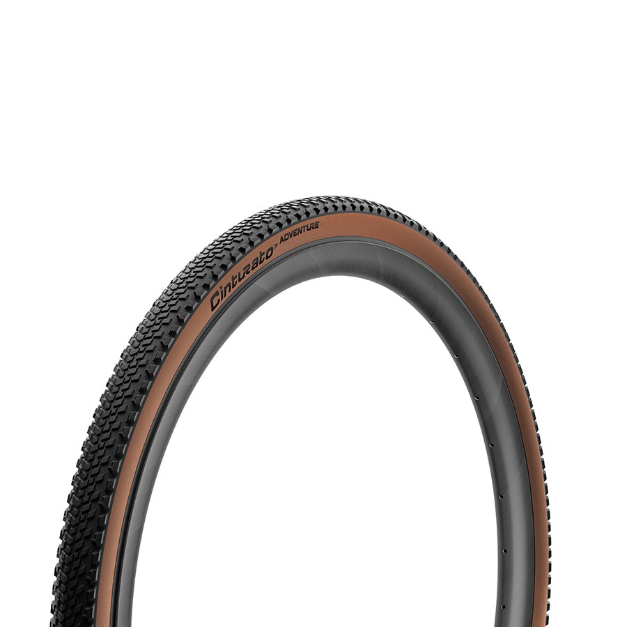 Pirelli Cinturato Adventure gravel tires 700x40c tanwall with tread pattern for off-road cycling and rough terrain.
