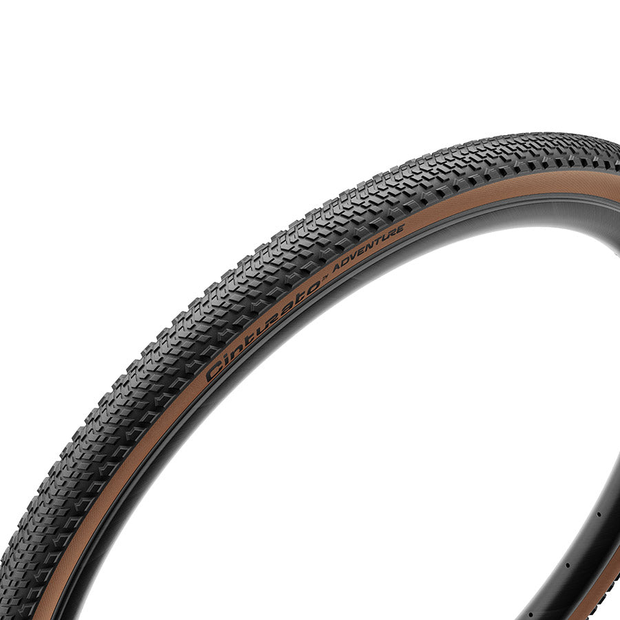 Pirelli Cinturato Adventure gravel tires with tanwall sidewalls, 700x40c size, designed for off-road cycling and durability.