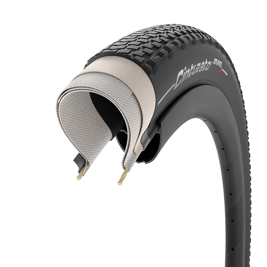 Pirelli Cinturato Gravel H HP-Line gravel tire, 700x40c, tubeless-ready, folding, black with ProWALL construction for gravel biking.
