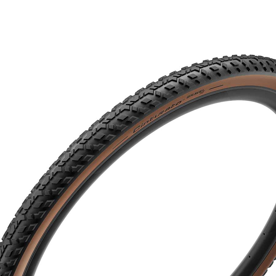 Pirelli Cinturato Gravel M tire, 700x35c, folding tubeless-ready gravel tire with SpeedGrip compound, black rubber tread.