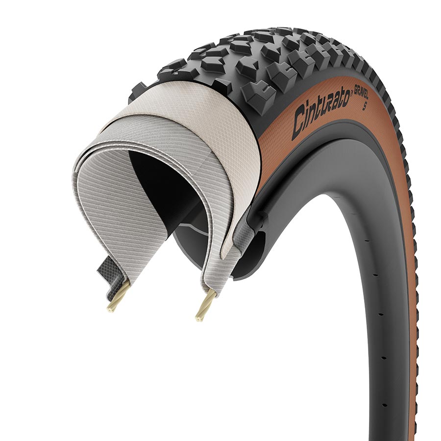 Pirelli Cinturato Gravel S gravel tires 700x40c black with tread pattern for mixed terrain cycling.