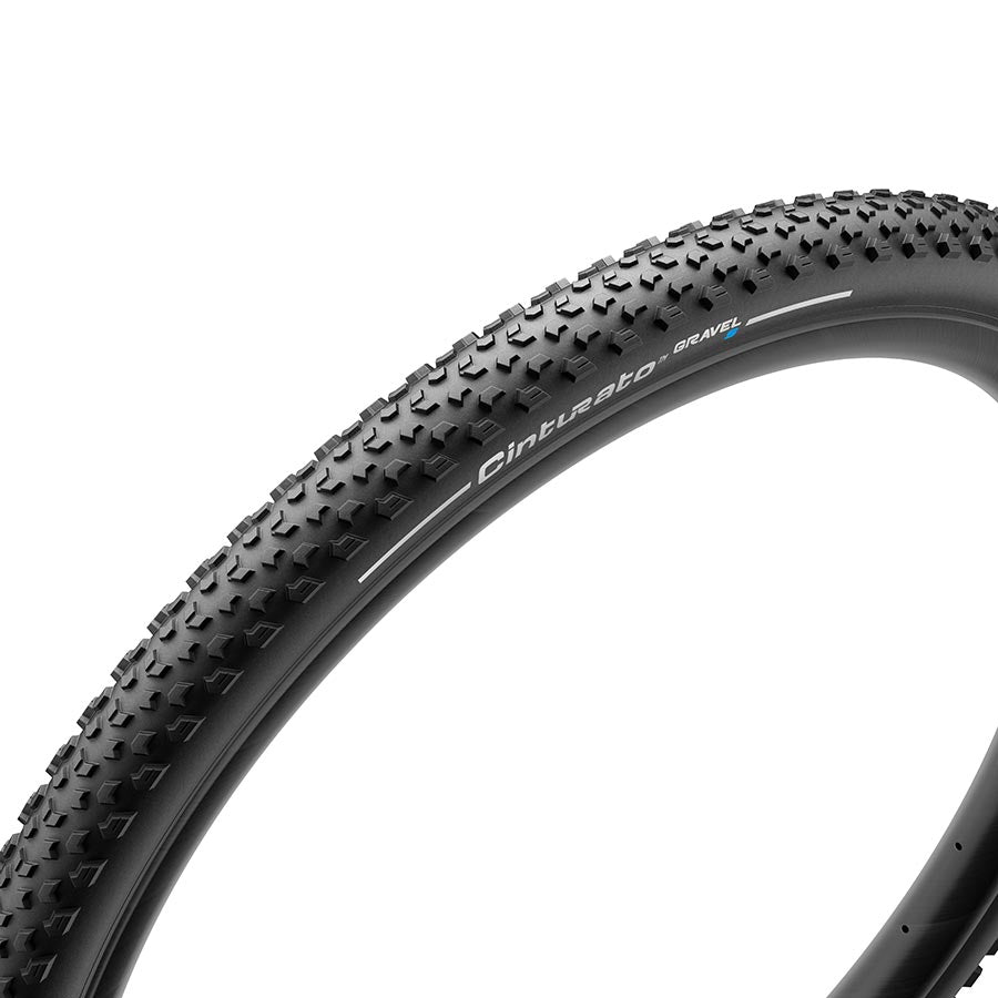 Pirelli Cinturato GRAVEL S black 700x40c gravel tire with textured tread for off-road cycling.