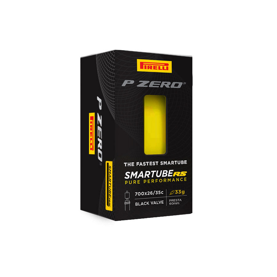 Pirelli P ZERO SmarTUBE RS bicycle tubes, 80mm valve, suitable for 700c wheels and 25-28c tires, in black.