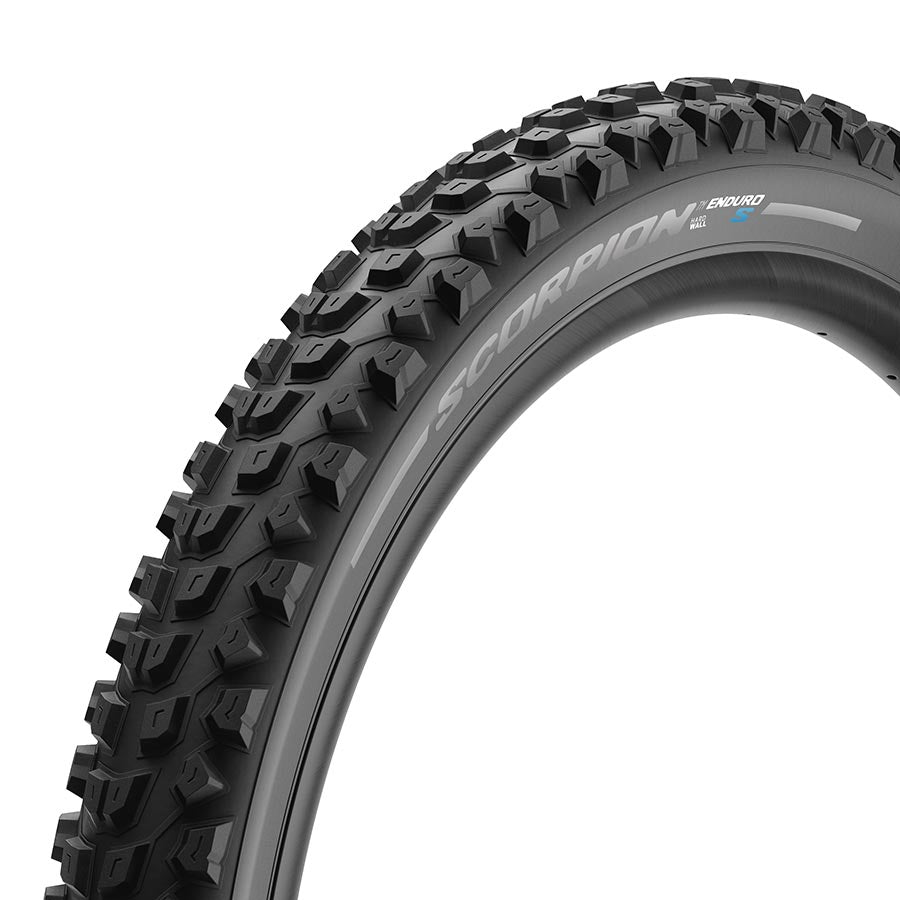 Pirelli Scorpion Enduro S mountain tire for 27.5-inch bikes, tubeless-ready with SmartGRIP and hardwall construction, black rubber tread.