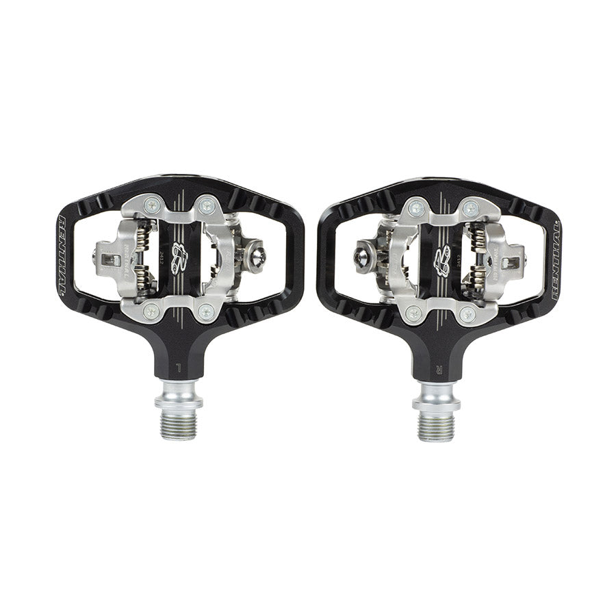 Renthal Revo-TRC clipless MTB pedals in black with durable metal design for mountain biking performance.