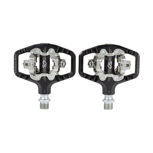 Renthal Revo-TRC clipless MTB pedals in black with durable metal design for mountain biking performance.
