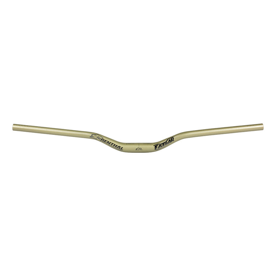 Gold Renthal V3 Fatbar 31.8 MTB handlebars with 10mm rise, featuring a rugged design for mountain biking.