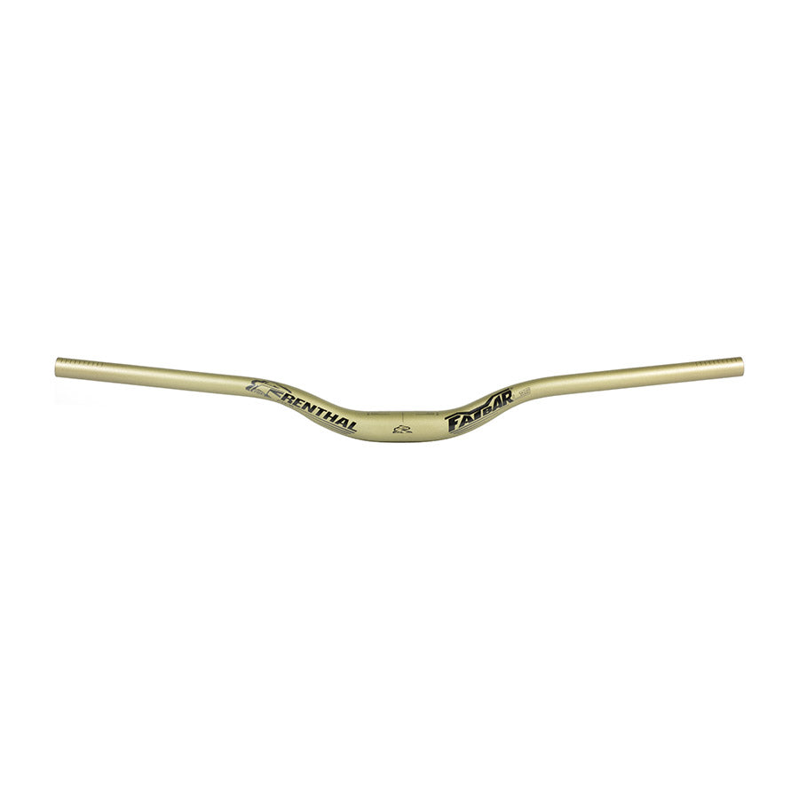 Renthal V3 Fatbar Lite 35 MTB handlebars in gold, 760mm wide with 40mm rise and 35mm diameter for mountain biking.