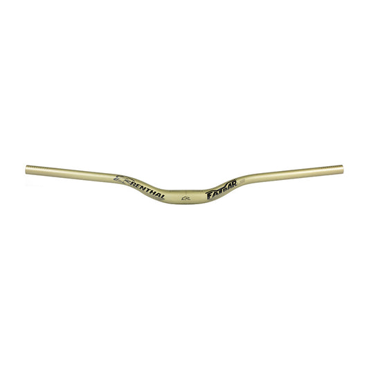 Renthal V3 Fatbar Lite 35 MTB handlebars in gold, 760mm wide with 40mm rise and 35mm diameter for mountain biking.