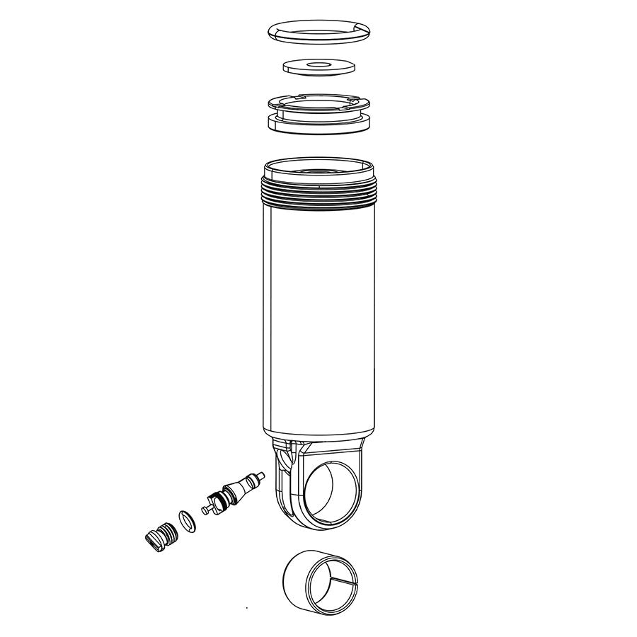 RockShox Monarch Damper Body/IFP for 2014-2017 shock repair, showing black shock damper component with model number 165x38.
