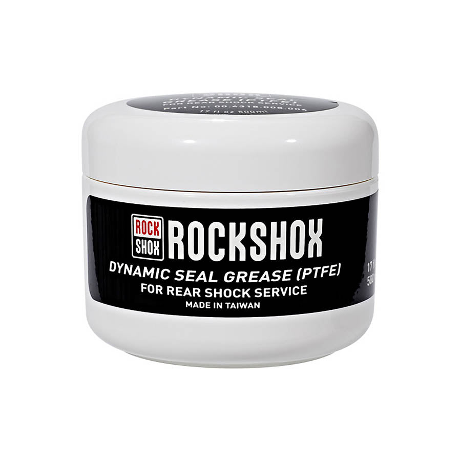 RockShox Dynamic Seal Grease lubricant container with label, designed for sealing and lubrication in bike suspension systems.