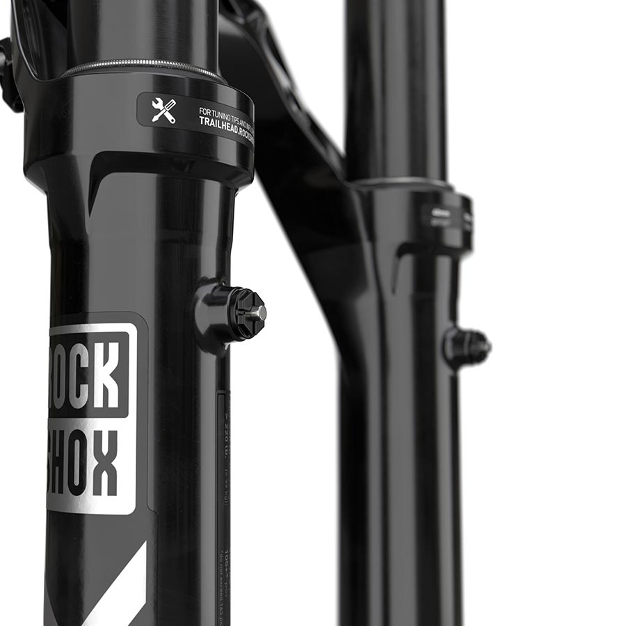 RockShox Lyrik Ultimate RC2 D1 suspension forks in black with 160mm travel, 1-1/8 to 1-1/2 inch steerer, 15x110mm TA rake