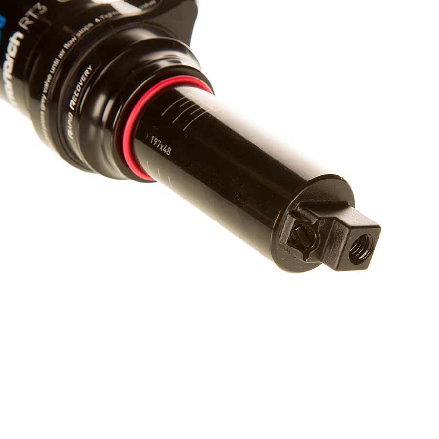 RockShox Monarch RT3 rear shocks with 166x38 shaft, eyelet mount, lockout, standard body, for mountain bikes.