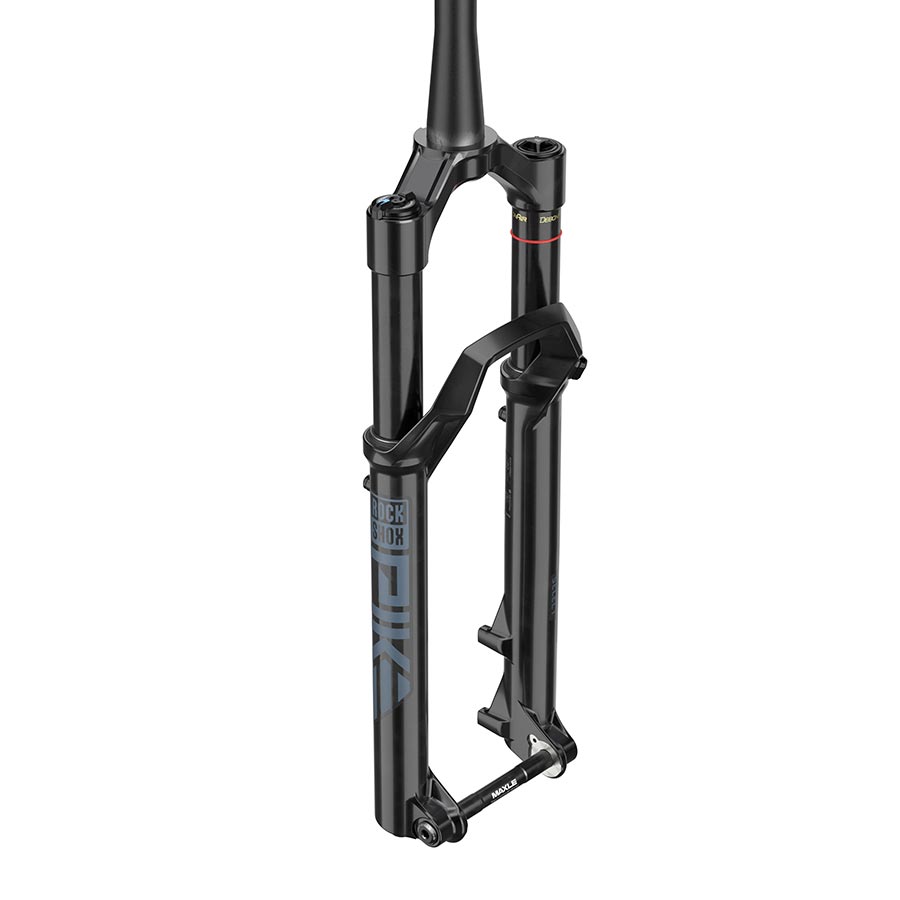 RockShox Pike Select RC C1 suspension forks for 27.5-inch bikes, black with 140mm travel and 15x110mm thru-axle, detailed image.