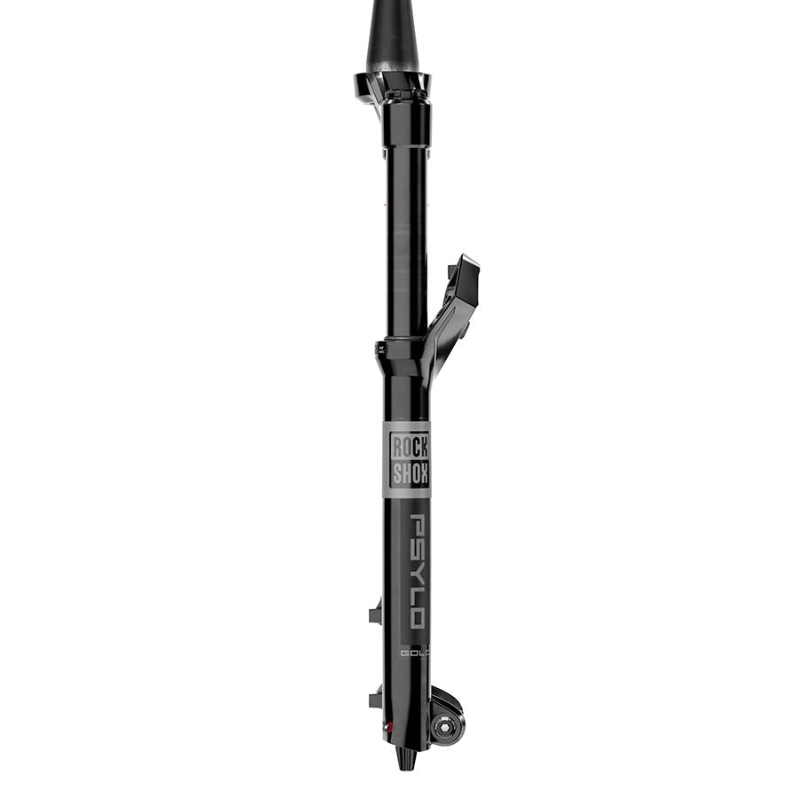 RockShox Psylo Gold A1 suspension forks in black, 27.5-inch, 130mm travel, with 15x110mm TA axle and 44mm rake.