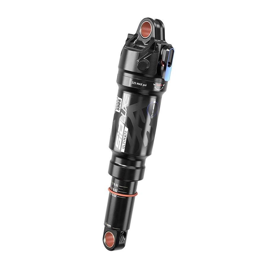 RockShox SIDLuxe Ultimate 2P A2 rear shocks for mountain bikes, showing the high-performance suspension components and branding.