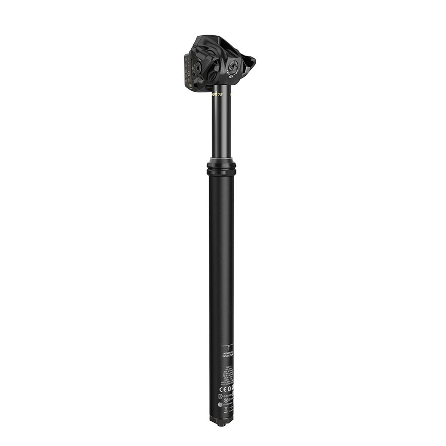 RockShox Reverb AXS XPLR dropper seatpost with 400mm travel, 75mm remote, no remote, shown mounted on a bike.