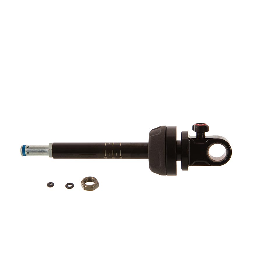 RockShox Super Deluxe Coil Damper Shaft for shock repair, showing the 55mm bearing eyelet and detailed metal components.