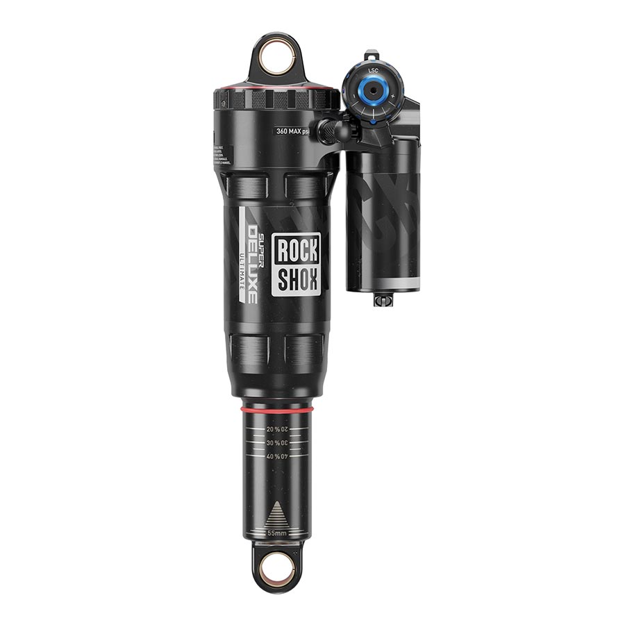 RockShox Super Deluxe Ultimate C2 rear shocks with standard eyelet body, 230x65 shaft, lockout, rebound, and compression adjustments.
