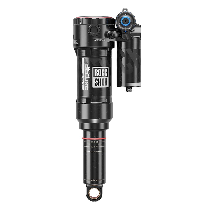 RockShox Super Deluxe Ultimate C2 rear shocks with standard eyelet body, 230x65 shaft, and lockout feature for mountain bikes.
