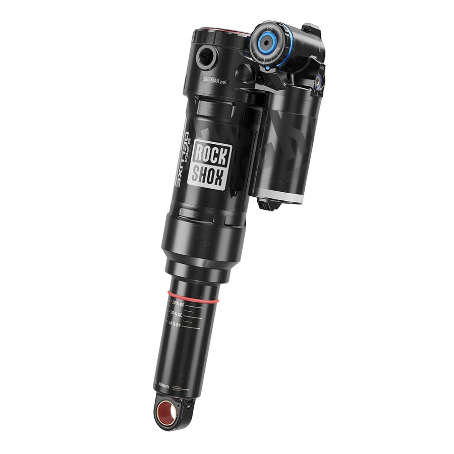 RockShox Super Deluxe Ultimate C2 rear shocks with 230x65 shaft, eyelet mounting, lockout, and rebound adjustment for mountain bikes.