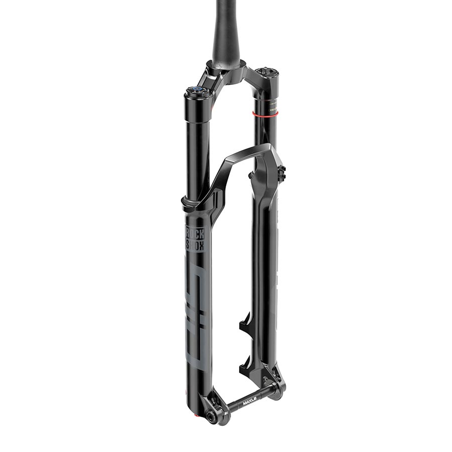 Black RockShox SID Select 3P D1 suspension fork for mountain bikes, shown with stanchions and crown in detailed view.