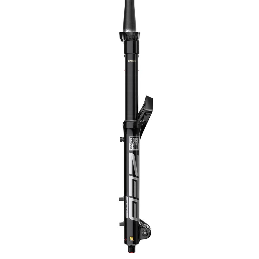 RockShox ZEB Ultimate A3 suspension forks for mountain bikes, black with 27.5-inch wheels, 190mm travel, and 44mm offset.