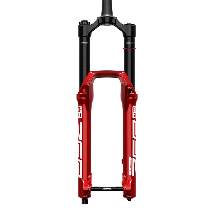 RockShox ZEB Ultimate A3 suspension forks for mountain bikes, black with 27.5-inch wheel compatibility and 190mm travel.