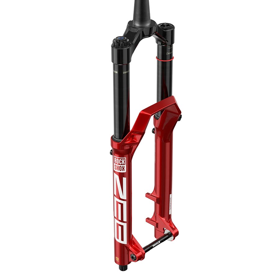 RockShox ZEB Ultimate A3 suspension forks for mountain bikes, black with 27.5-inch wheels and 190mm travel, detailed image.