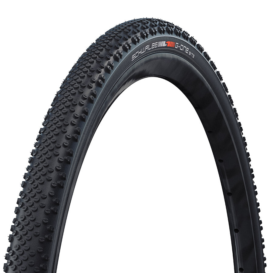 Schwalbe G-One Bite gravel tire 700x40c folding tubeless-ready tire with black microskin sidewalls, suitable for gravel cycling.
