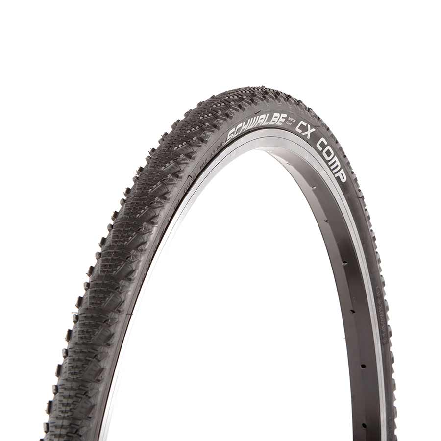 Schwalbe CX Comp gravel tires 26 x 2.00 wire clincher with Kevlar guard and black tread for rugged cycling.