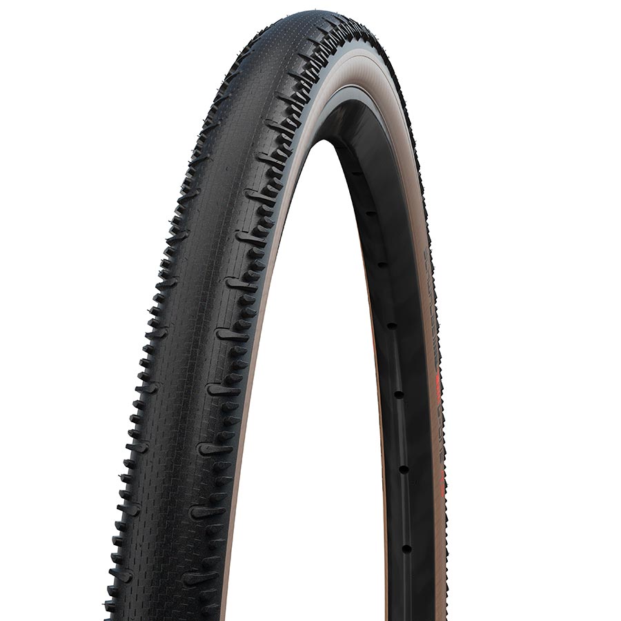 Schwalbe G-One RS gravel tire 700x40c tubeless-ready black tire with smooth tread for gravel cycling and racing.