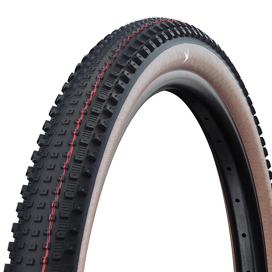 Schwalbe Rick XC Pro mountain tire with black tread, designed for off-road cycling and rugged trail performance.