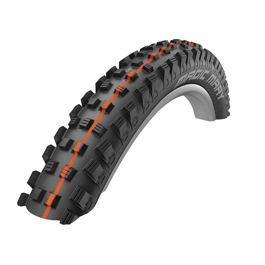 Schwalbe Magic Mary Addix mountain tire for 26-inch wheels, black wire clincher with twinSkin and Addix rubber compound.