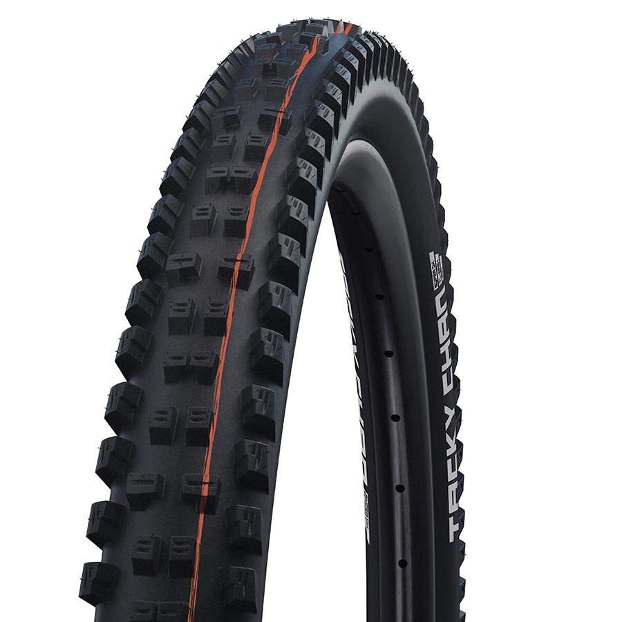 Schwalbe Tacky Chan mountain tire for 27.5-inch bikes, folding clincher with Addix Ultrasoft rubber, black, 2.40-inch width.