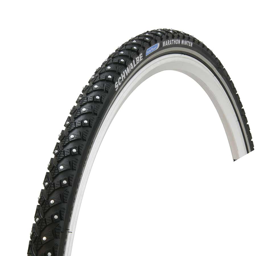 Schwalbe Marathon Winter Plus winter tires for 26-inch bikes with SmartGuard protection and black wire clincher design.