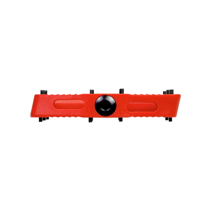 Pair of black SDG Components Comp Pedal platform pedals for bikes, featuring a sturdy design and textured surface for grip.