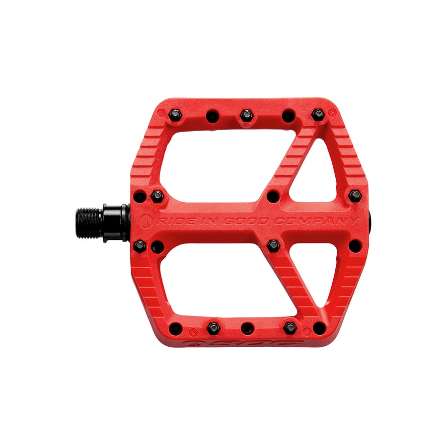 Pair of black SDG Components Comp Pedal platform pedals for bikes, showing the textured pedal surfaces and durable construction.