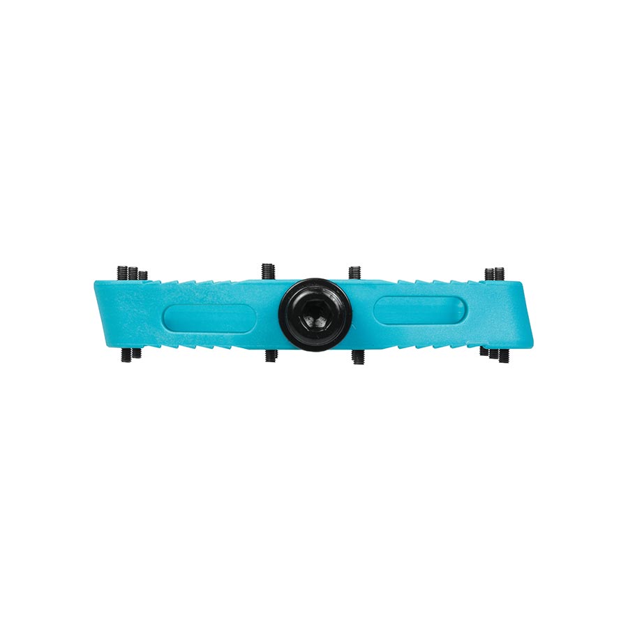 Pair of SDG Components black platform pedals for bicycles, featuring durable metal construction and textured grip surfaces.