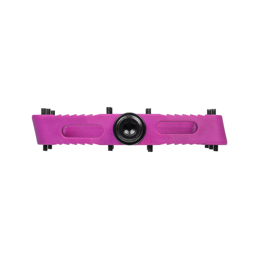 Pair of SDG Components black platform pedals, durable cycling pedals with metal pins for mountain or BMX bikes.