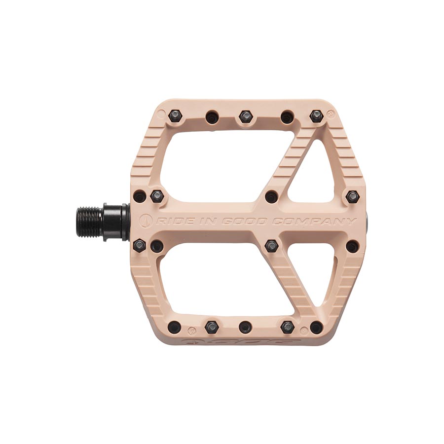 Pair of SDG Components black platform pedals with durable metal bodies and textured grips for mountain biking.