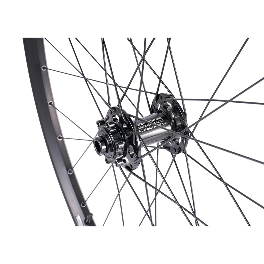 Seido Magnon wheels, 650b size, 584-hole, 32 spokes, 12mm thru-axle, 100mm front, 142mm rear, 6-bolt disc mount, pair
