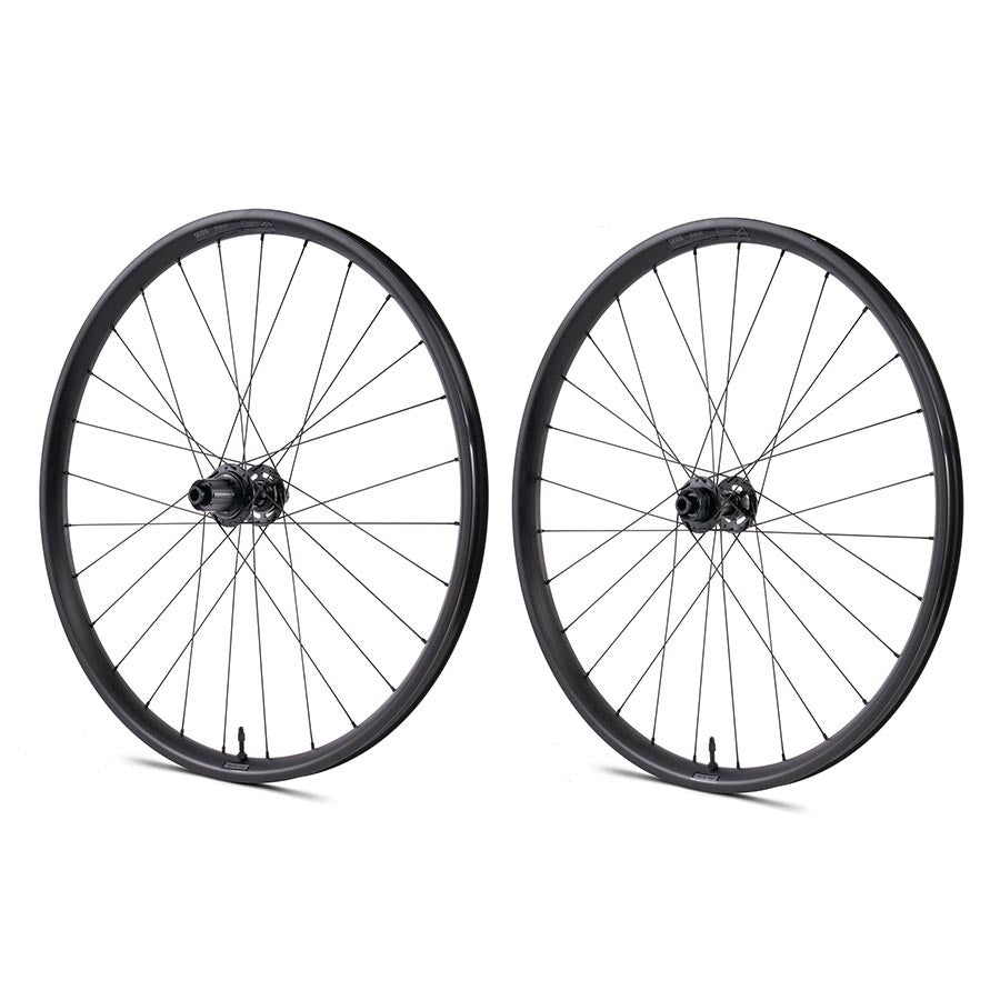 Pair of Seido Sinus 650b wheels with 584 holes, 28mm width, 12mm thru-axle, 100mm R, 142mm disc center lock, bike wheels
