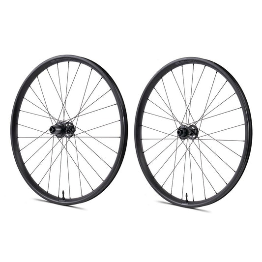 Pair of Seido Sinus 650b wheels with 584 holes, 28mm width, 12mm thru-axle, 100mm R, 142mm disc center lock, bike wheels