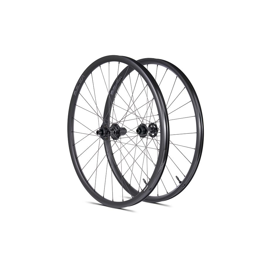 Pair of Seido Sinus 650b wheels with 584 holes, 28mm width, 12mm thru-axle, 100mm R, 142mm disc, center lock.