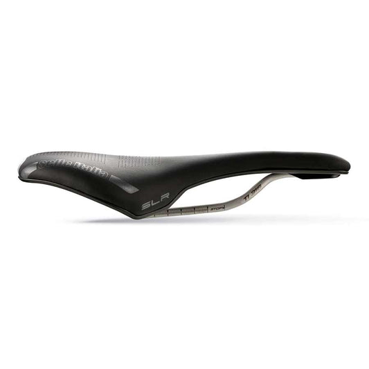 Selle Italia SLR Boost Gravel Superflow saddle in black with hi-viz accents, lightweight design for gravel and CX cycling.